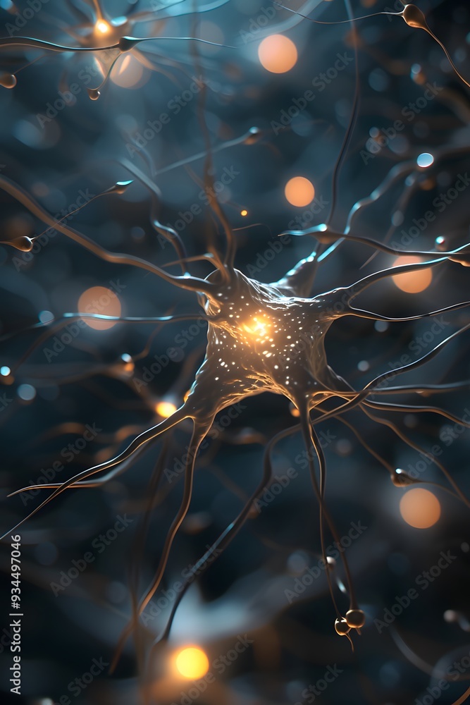 Aufkleber an abstract 3d representation of a system of neurons ai generated illustration