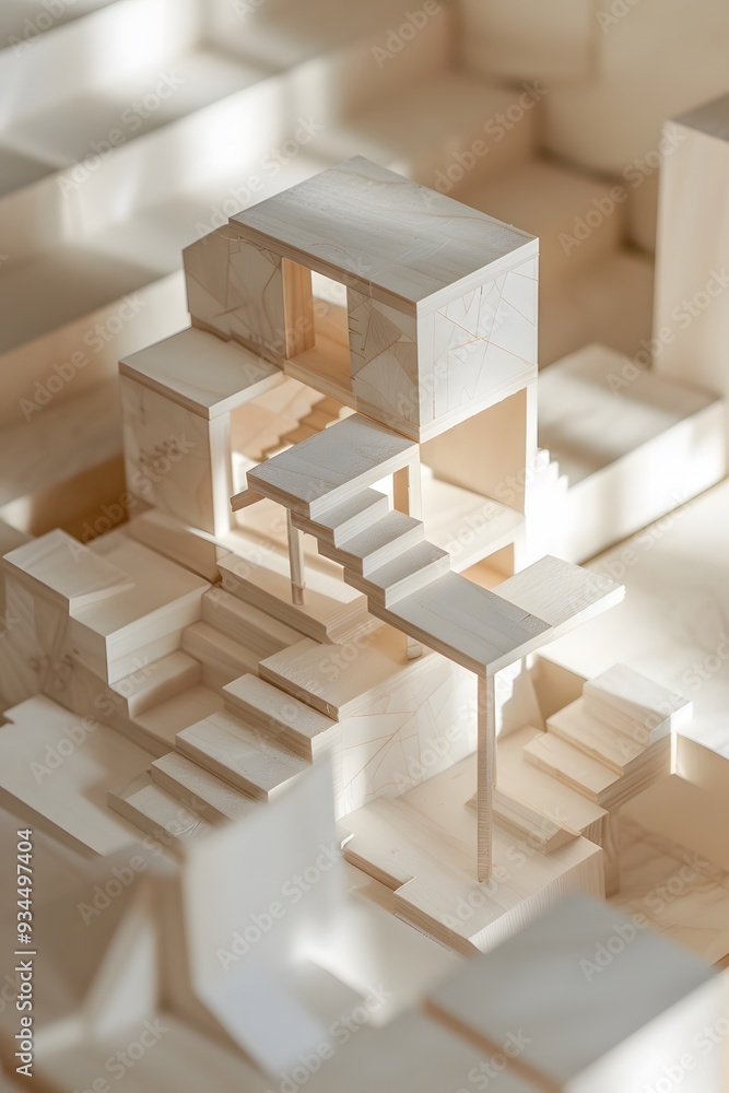 Aufkleber an abstract geometric representation of a building process ai generated illustration