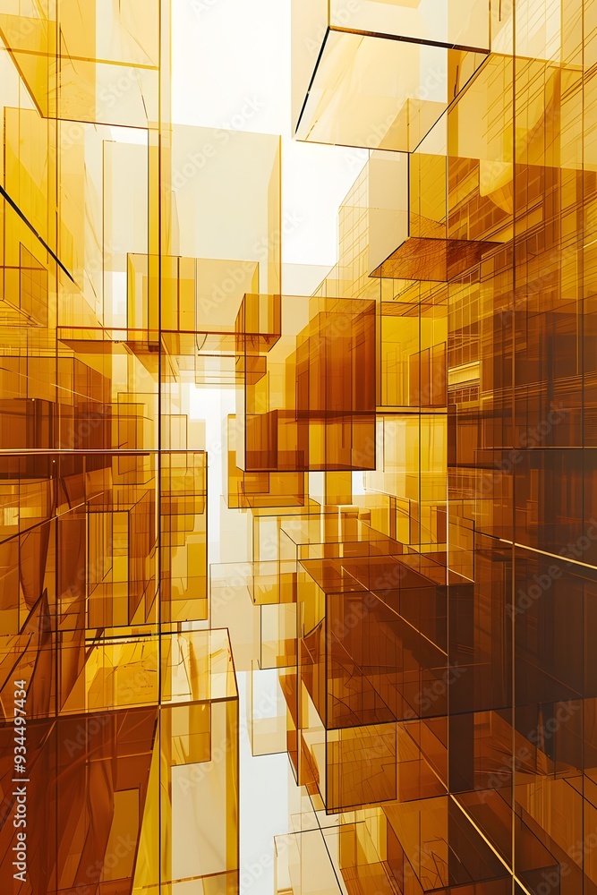 Poster an abstract geometric representation of a building process ai generated illustration