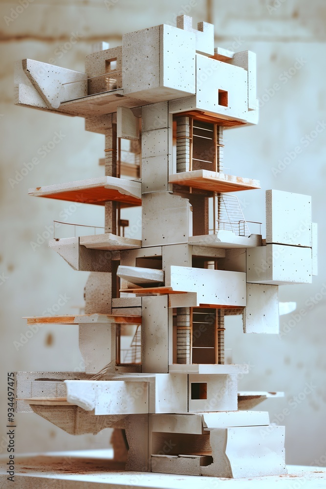 Poster an abstract geometric representation of a building process ai generated illustration