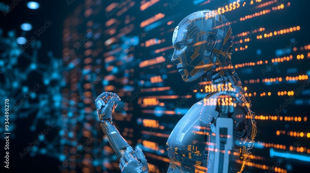 Poster an ai with deep learning capabilities processing complicated code ai generated illustration