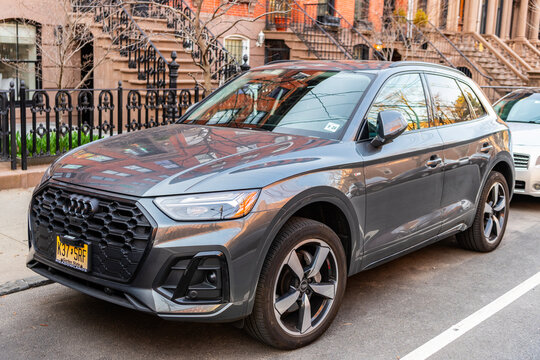 New York City, USA - March 15, 2024: Audi Q5 car or vehicle parked outdoor, corner view