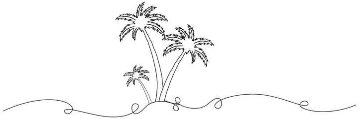 Line art coconut tree illustration backgraund