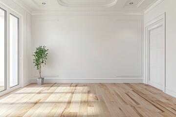 Obraz premium Bright living room interior with white empty wall