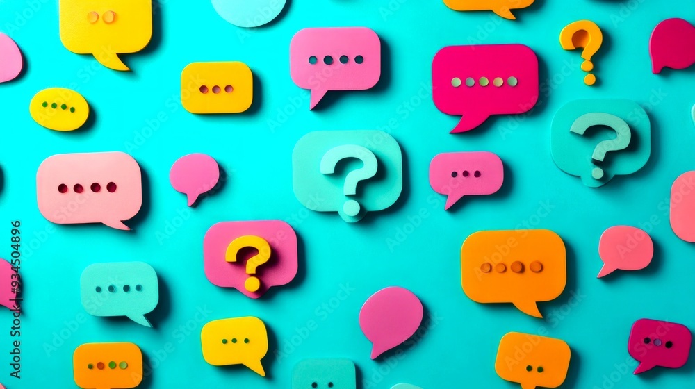 Poster colorful speech bubbles in vibrant shades create a lively and engaging backdrop. the playful design 