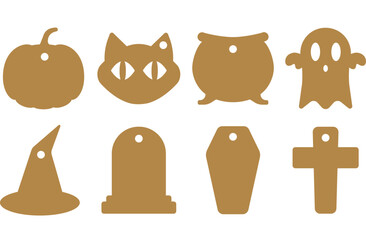 Halloween gift tags shapes. Vector templates for cutting. Craft paper or cardboard labels cut files