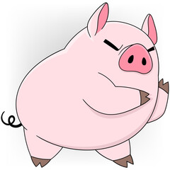 fat pig with a fierce face showing an angry expression