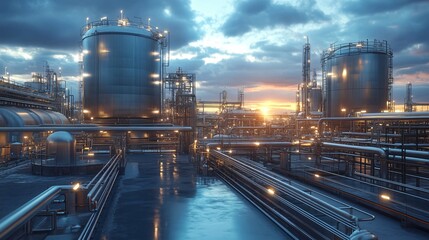 Obraz premium Carbon Capture Facility with Large Tanks