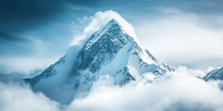 mountain peak partially obscured by clouds, symbolizing the theme The High 
