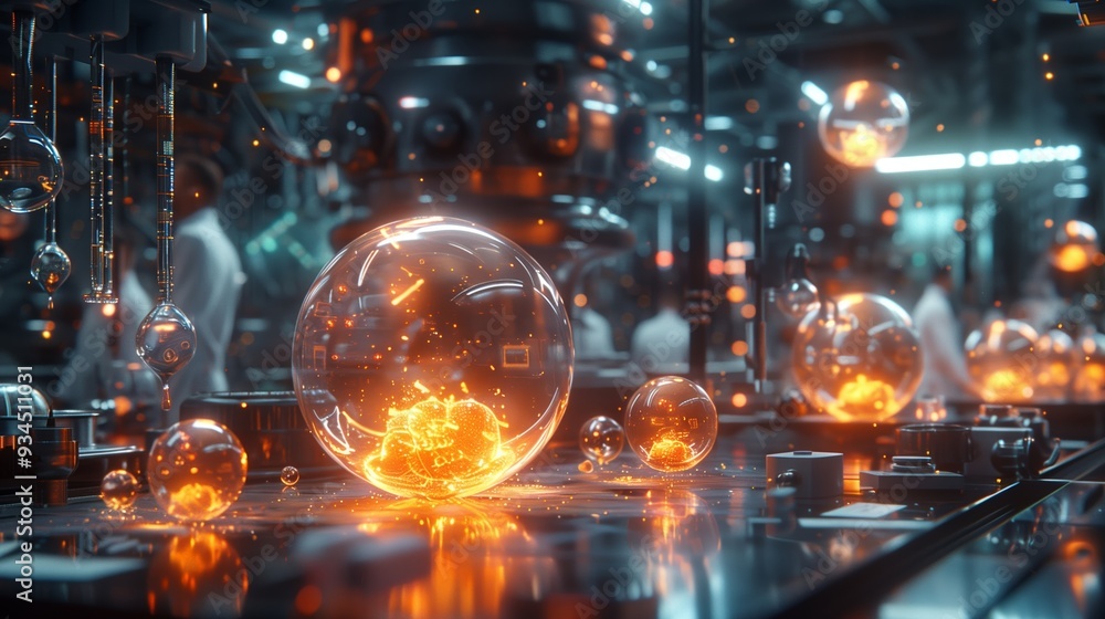 Aufkleber intricate laboratory experimentation with glowing orbs and advanced technology in a modern research 