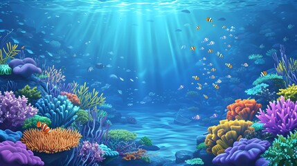 Fototapeta premium An underwater 3D style illustration of a coral reef AI generated illustration