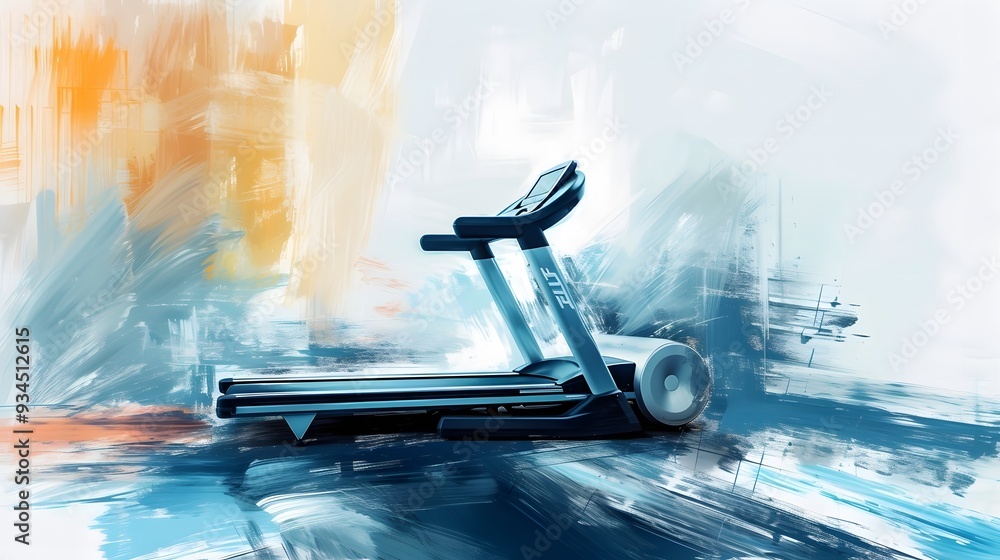 Poster artistic representation of a treadmill in an abstract style ai generated illustration