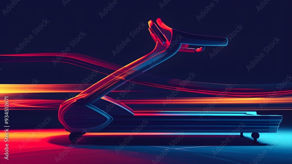 Poster artistic representation of a treadmill in an abstract style ai generated illustration