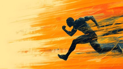 Artwork of a runner sprinting inspired by movie credits  AI generated illustration
