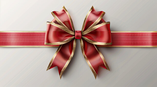 Merry christmas greeting red ribbon bow carrd on clean background and Happy new year or birthdays background festive holidays , welcome winters, cards , banners 