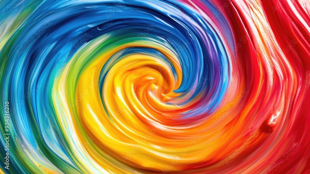 Poster abstract 3d rainbow paint swirling in a marble liquid circle, creating a dynamic background perfect 