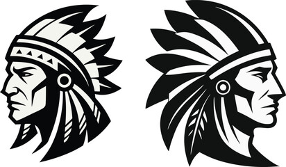 Obraz premium Vector silhouette of a Native American headdress