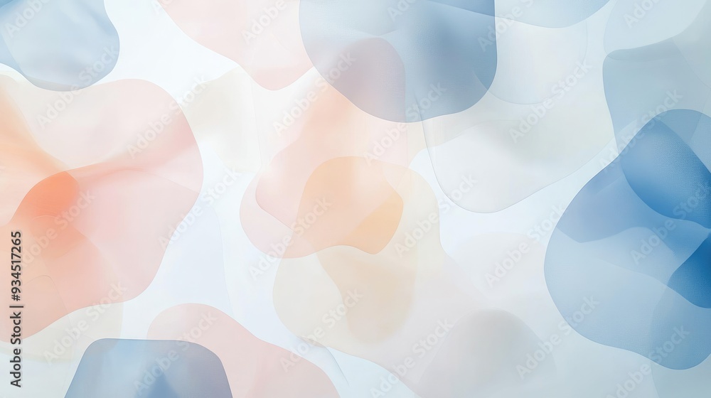 Poster abstract minimalist pattern with overlapping transparent shapes, creating a gentle visual on a white