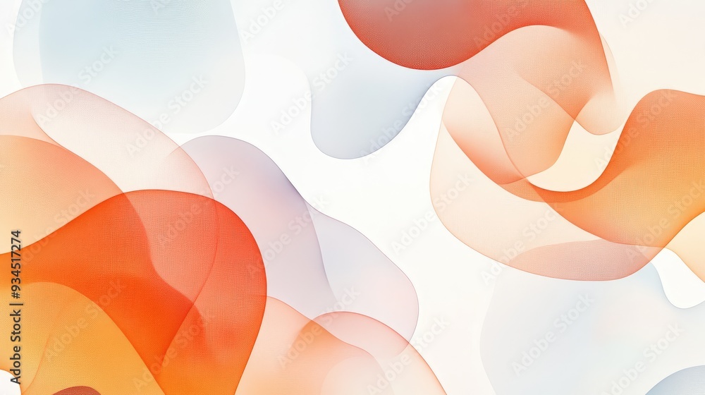 Poster abstract minimalist pattern with overlapping transparent shapes, creating a gentle visual on a white
