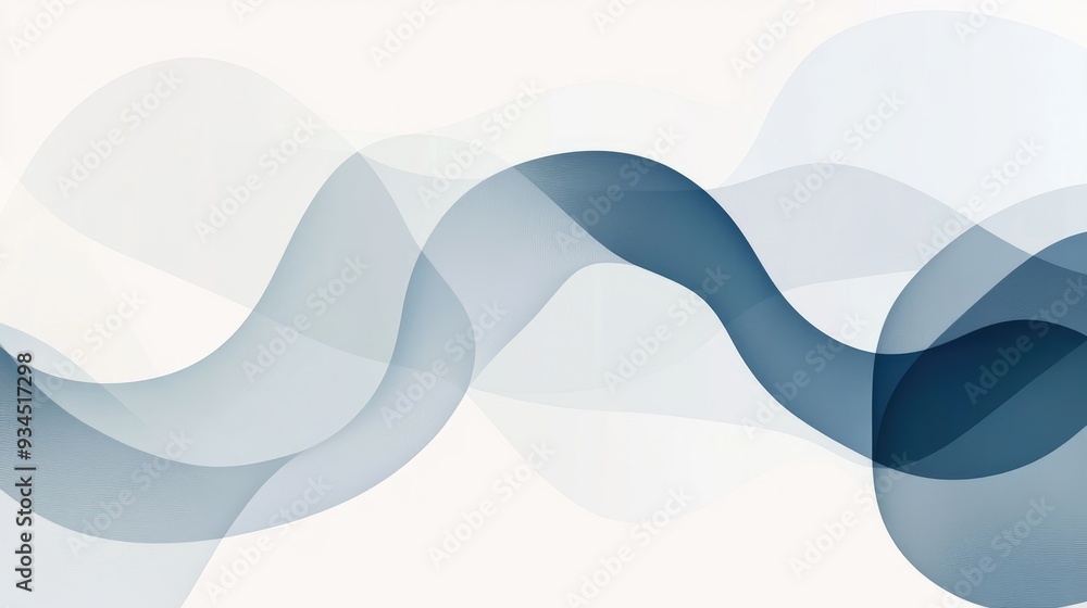 Poster abstract minimalist pattern with overlapping transparent shapes, creating a gentle visual on a white