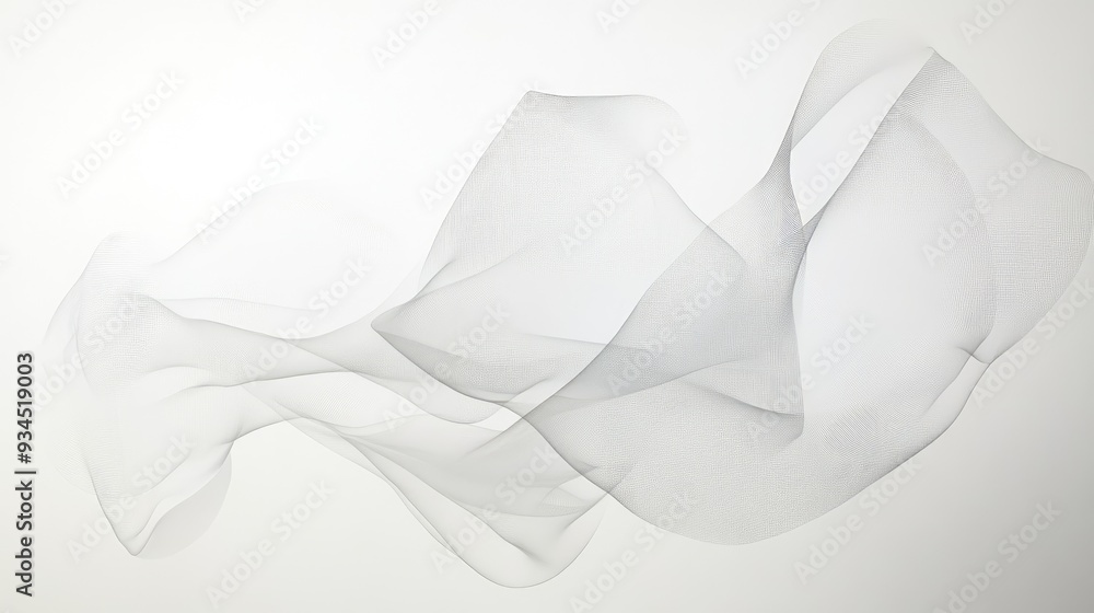 Poster delicate minimalist art with transparent overlapping shapes, subtly arranged on a white background