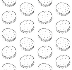 Fototapeta premium Vector seamless pattern of hand drawn sketch doodle cookie isolated on white background