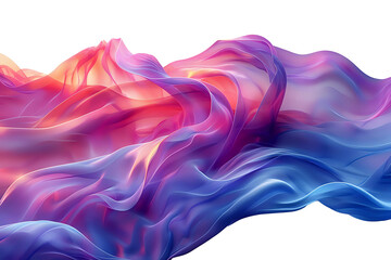 Obraz premium Abstract 3D illustration of flowing, fabric-like forms in vibrant pink, purple, and blue hues, isolated on a white background. Ideal for creative design projects, modern art, or as a dynamic backgroun