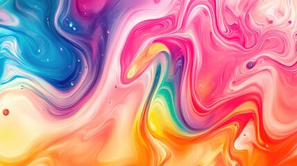 Obraz premium Vibrant and colorful rainbow liquid marble effect, swirling to create a high-quality dynamic background, perfect for creative projects