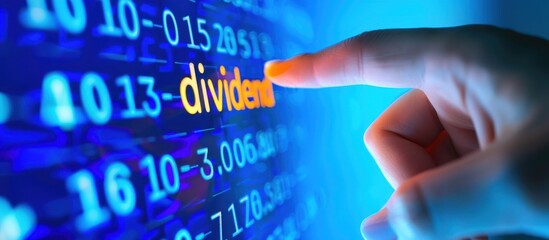 Hand Pointing at Dividend on Stock Market Display