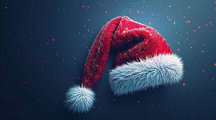 single clean image of red santa claus cap or hat Merry christmas greeting and Happy new year background festive holidays , welcome winters, cards , banners 
