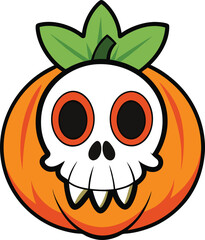 Obraz premium Halloween skull with pumpkin.