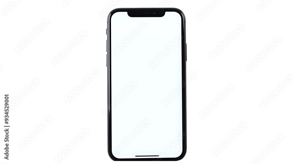 Poster smartphone with blank screen isolated on a white background, perfect for showcasing mobile apps, use