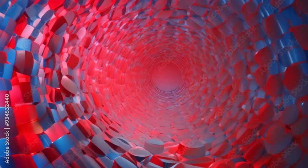 Poster abstract composition of red and blue circles in a futuristic setting concept abstract art red circle