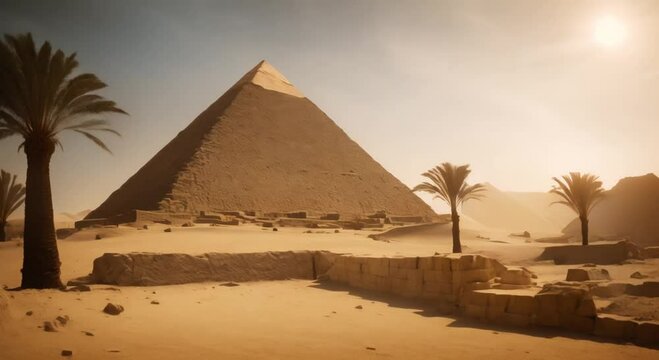 Exploring hidden Egyptian Pharaohs tombs King Tuts pyramid lit by natural light Concept Archaeology Ancient Egyptian History Tomb Exploration Photography Natural Light Effects 4k animation