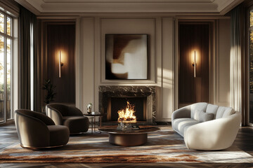 Fototapeta premium living room with fireplace