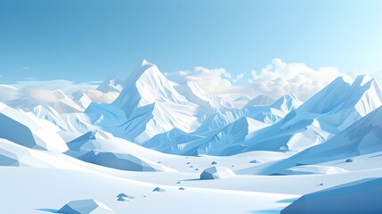 Breathtaking snowy mountainscape in a 3D style  illustration AI generated illustration