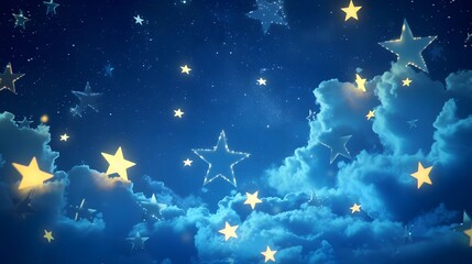 Charming 3D abstract stars fluttering across a whimsical night sky AI generated illustration