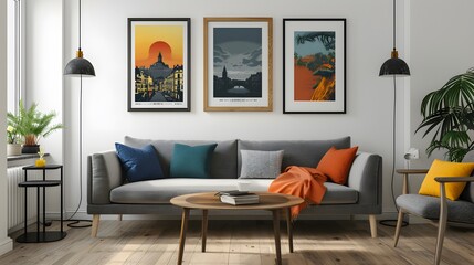 In the cozy living room, a couch, chair, and wallmounted TV
