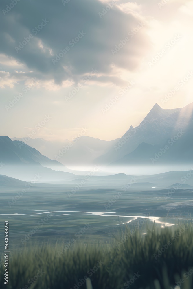 Poster cinematic background of a dreamlike landscape with minimal inputs and a macro view ai generated illu