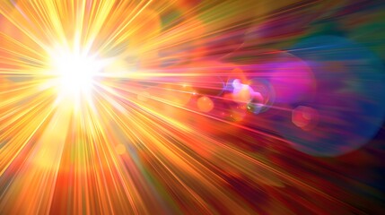 Obraz premium glowing abstract sun burst with digital lens flare.can your adjust the color of the light rays using adjustment layer like Gradient Selective Color, and create sunlight, optical flare. 