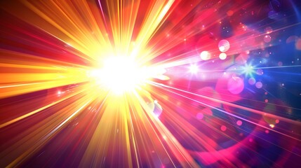 glowing abstract sun burst with digital lens flare.can your adjust the color of the light rays using adjustment layer like Gradient Selective Color, and create sunlight, optical flare. 