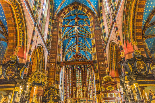 St. Mary's Basilica, Krakow, Poland. Built first in 1300's and the interior in 1700's