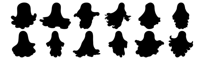 Ghost silhouettes set, pack of vector silhouette design, isolated background
