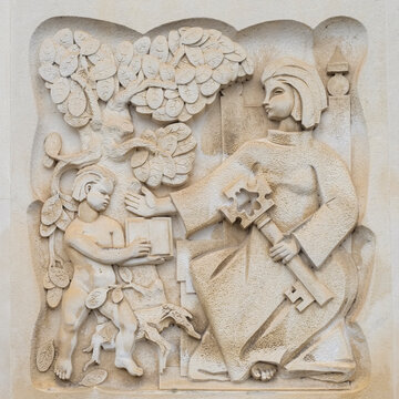 Coimbra, Portugal. University of Coimbra, carved reliefs.