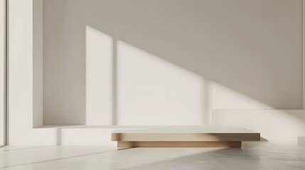 Cinematic perspective of gipsum props on modern minimalist podium  AI generated illustration