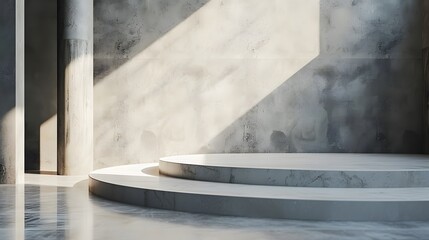 Cinematic perspective of gipsum props on modern minimalist podium AI generated illustration