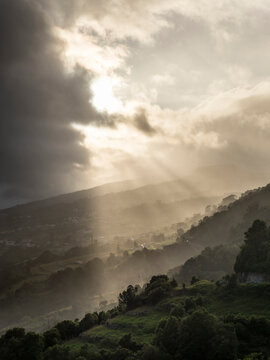 Landscape on the southern coast near Ribeira Seca. Sao Jorge Island, Azores, Portugal.