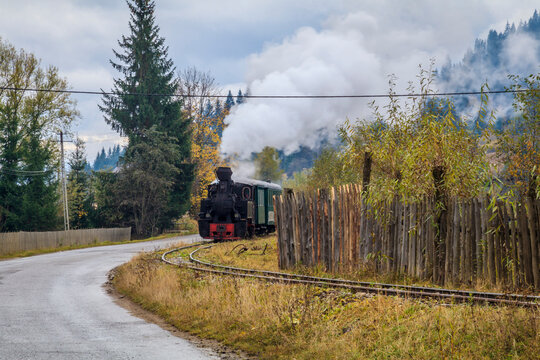 Europe, Romania. Moldovita, old steam train.