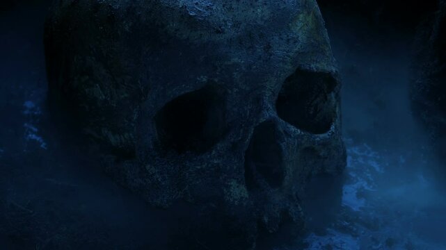 Skull With Gas Swirling Scary Scene Detail