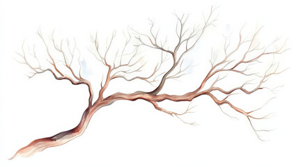 Fototapeta premium A tree branch with a few leaves and a few spots